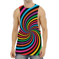 Rainbow Psychedelic Swirl Print Men's Muscle Tank Top
