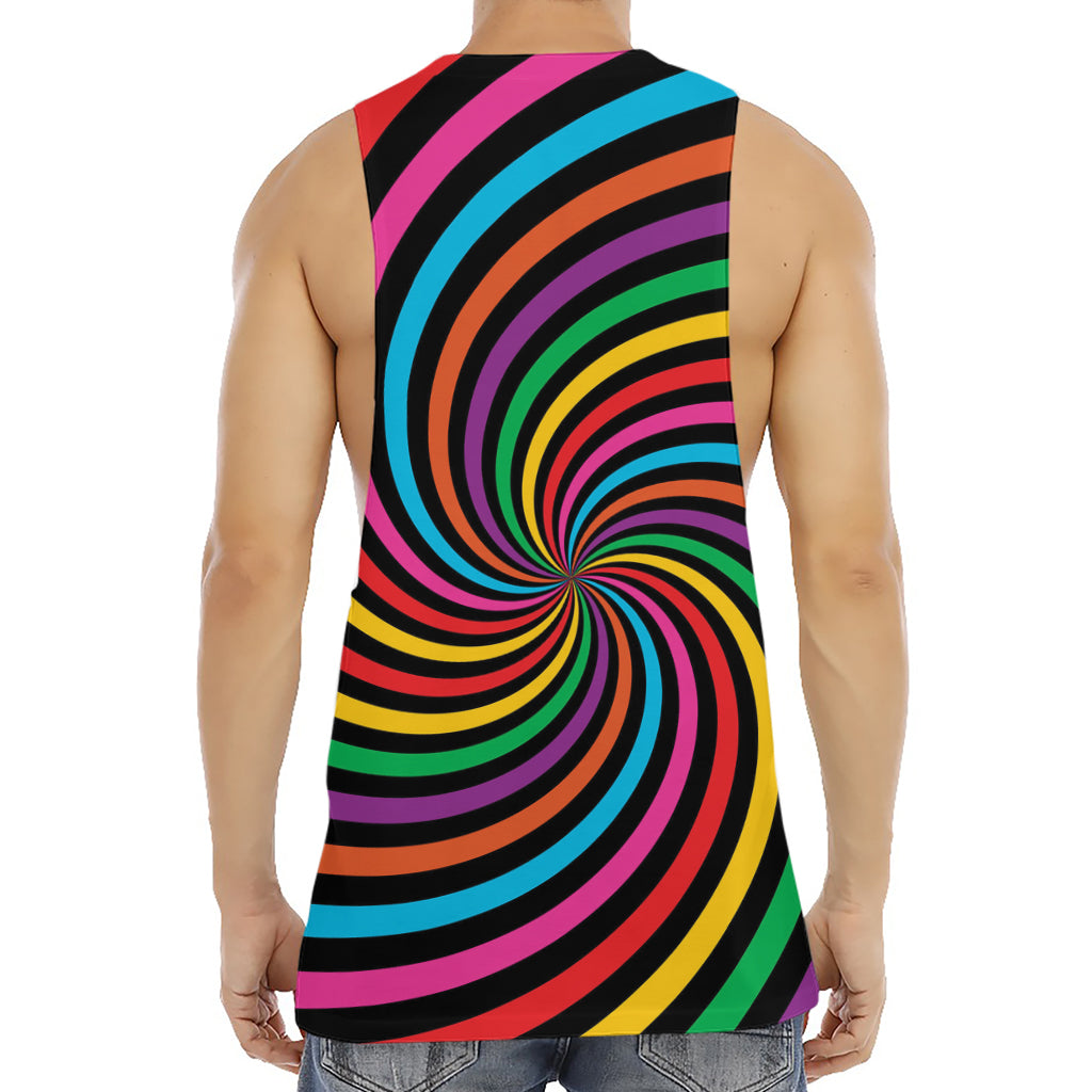 Rainbow Psychedelic Swirl Print Men's Muscle Tank Top