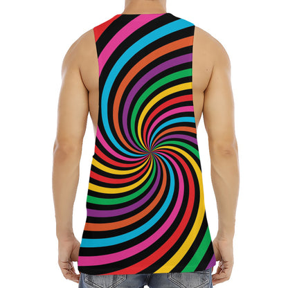 Rainbow Psychedelic Swirl Print Men's Muscle Tank Top