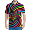Rainbow Psychedelic Swirl Print Men's Polo Shirt