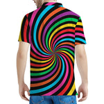 Rainbow Psychedelic Swirl Print Men's Polo Shirt