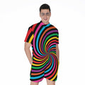 Rainbow Psychedelic Swirl Print Men's Romper