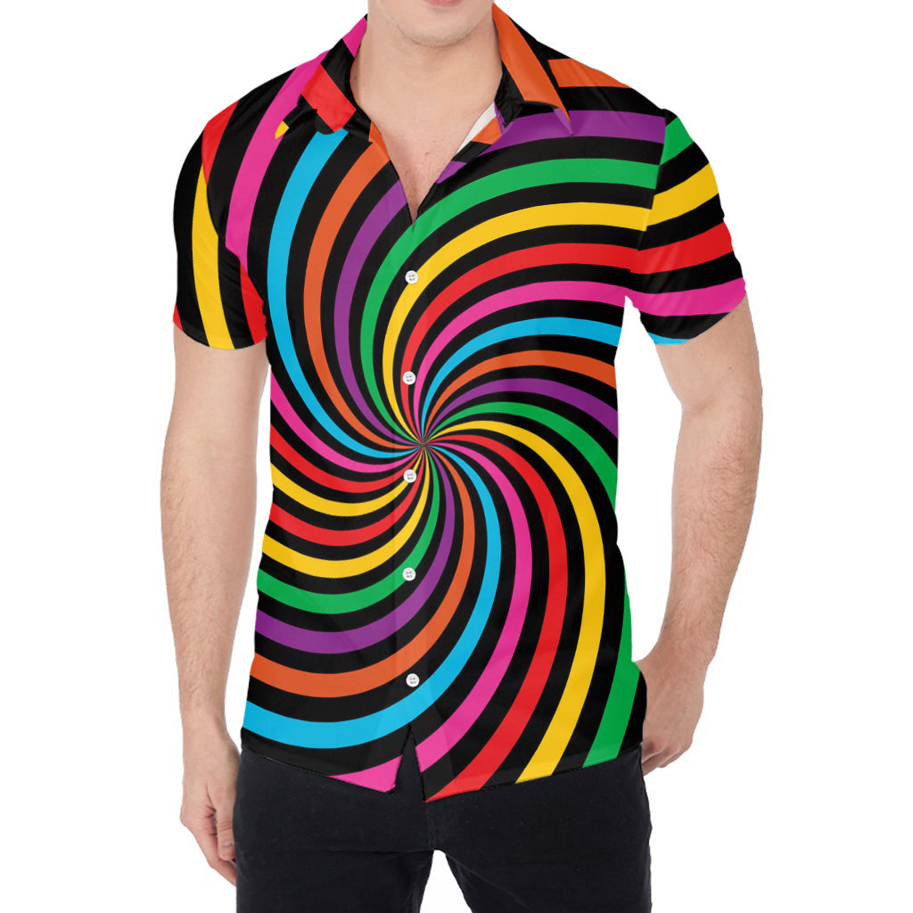 Rainbow Psychedelic Swirl Print Men's Shirt