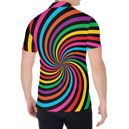 Rainbow Psychedelic Swirl Print Men's Shirt