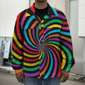 Rainbow Psychedelic Swirl Print Men's Shirt Jacket
