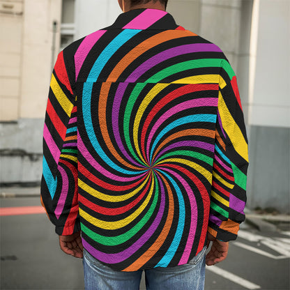 Rainbow Psychedelic Swirl Print Men's Shirt Jacket