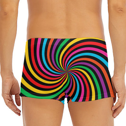 Rainbow Psychedelic Swirl Print Men's Short Boxer Briefs