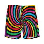 Rainbow Psychedelic Swirl Print Men's Sports Shorts