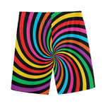 Rainbow Psychedelic Swirl Print Men's Sports Shorts