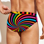 Rainbow Psychedelic Swirl Print Men's Swim Briefs