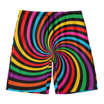 Rainbow Psychedelic Swirl Print Men's Swim Trunks