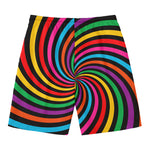 Rainbow Psychedelic Swirl Print Men's Swim Trunks