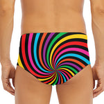 Rainbow Psychedelic Swirl Print Men's Triangle Swim Briefs