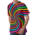 Rainbow Psychedelic Swirl Print Men's Velvet T-Shirt