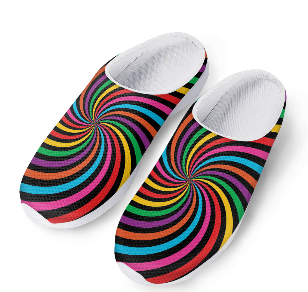 Rainbow Psychedelic Swirl Print Mesh Casual Shoes