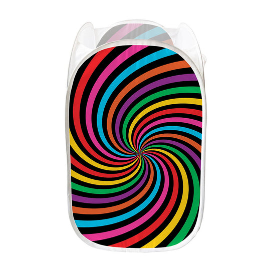 Rainbow Psychedelic Swirl Print Mesh Laundry Hamper