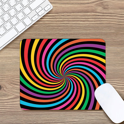 Rainbow Psychedelic Swirl Print Mouse Pad