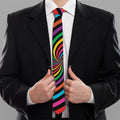 Rainbow Psychedelic Swirl Print Necktie