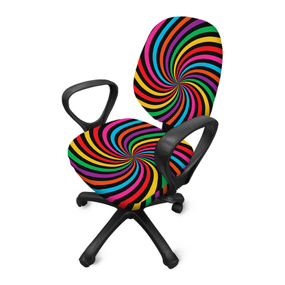 Rainbow Psychedelic Swirl Print Office Chair Cover