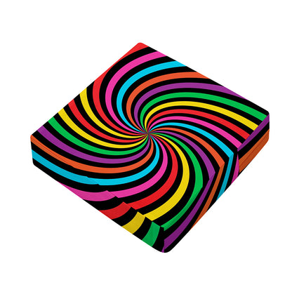 Rainbow Psychedelic Swirl Print Outdoor Seat Cushion Cover