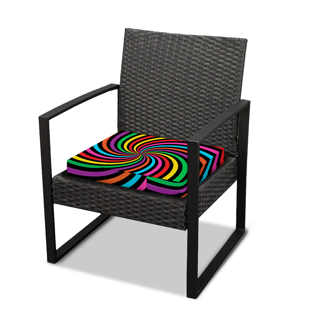 Rainbow Psychedelic Swirl Print Outdoor Seat Cushion Cover