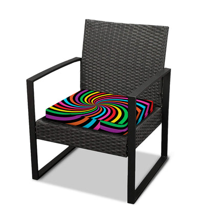 Rainbow Psychedelic Swirl Print Outdoor Seat Cushion Cover