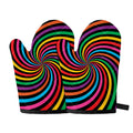 Rainbow Psychedelic Swirl Print Oven Mitts