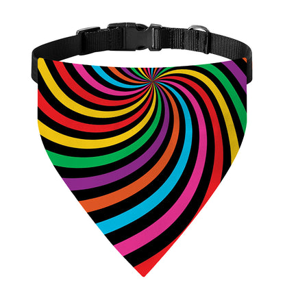 Rainbow Psychedelic Swirl Print Over The Collar Dog Bandana