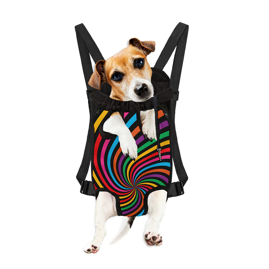 Rainbow Psychedelic Swirl Print Pet Carrier Backpack