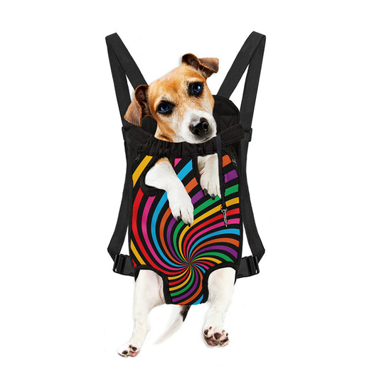 Rainbow Psychedelic Swirl Print Pet Carrier Backpack