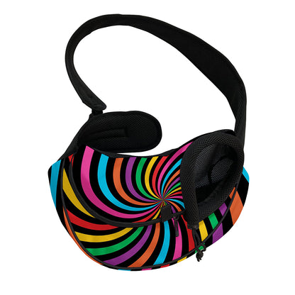 Rainbow Psychedelic Swirl Print Pet Sling Carrier