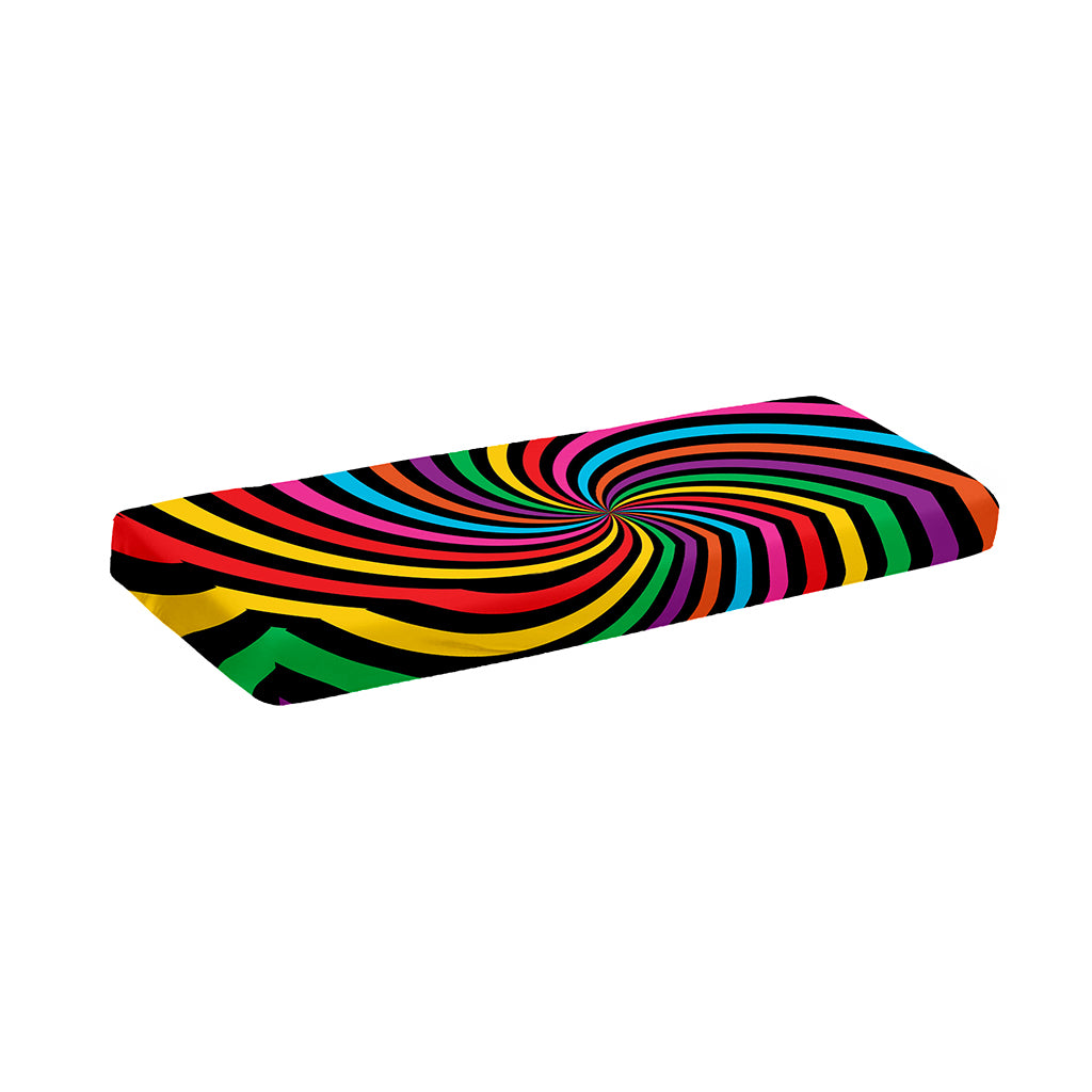 Rainbow Psychedelic Swirl Print Piano Keyboard Cover