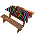 Rainbow Psychedelic Swirl Print Picnic Table Cover