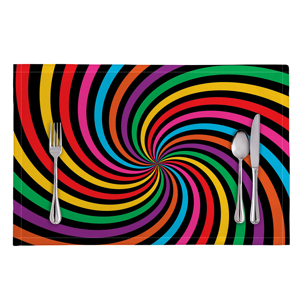 Rainbow Psychedelic Swirl Print Placemat