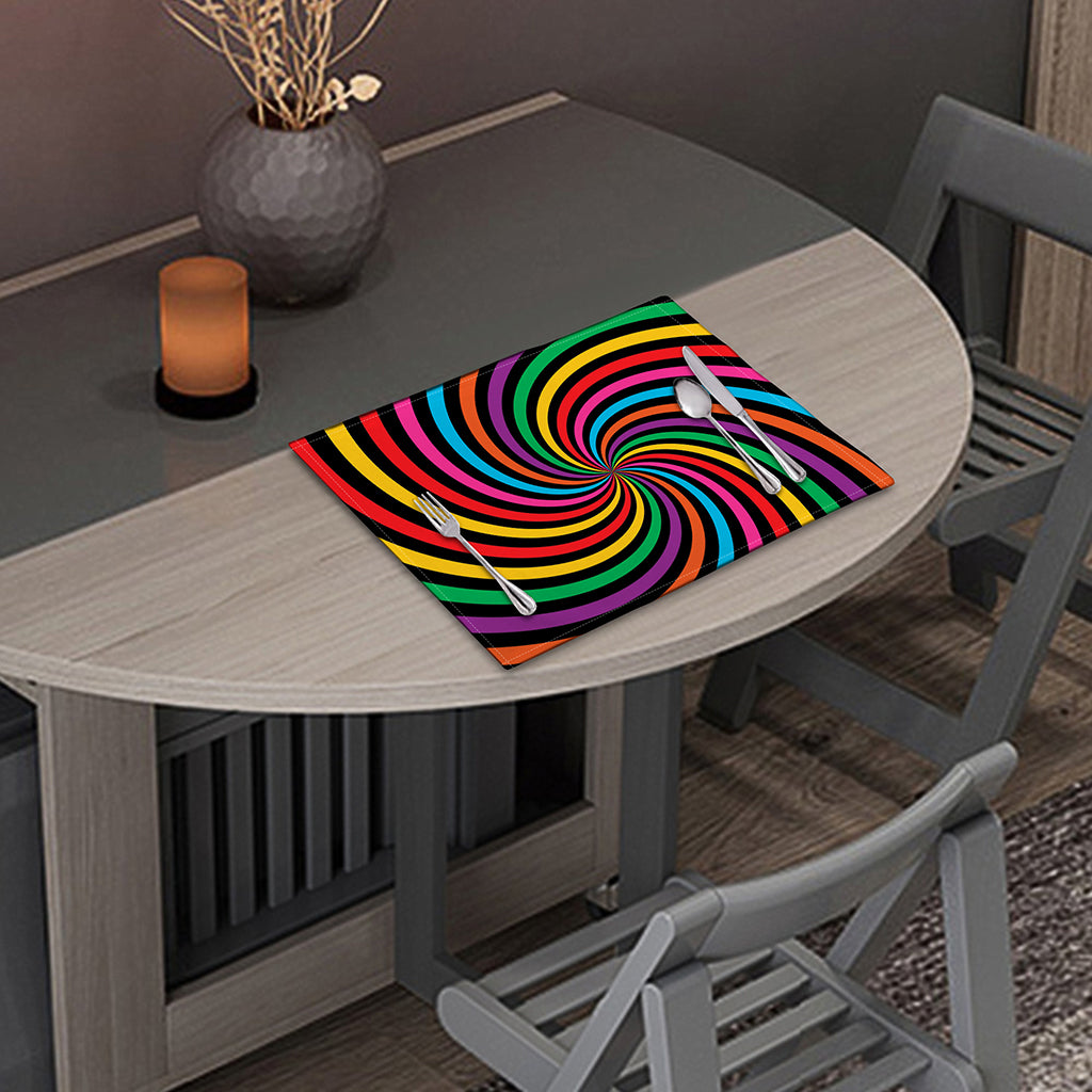 Rainbow Psychedelic Swirl Print Placemat