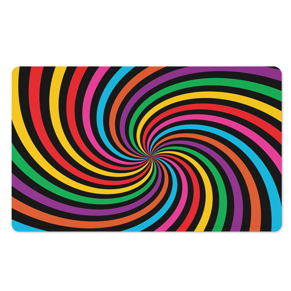 Rainbow Psychedelic Swirl Print Polyester Doormat
