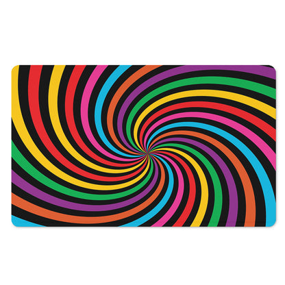 Rainbow Psychedelic Swirl Print Polyester Doormat