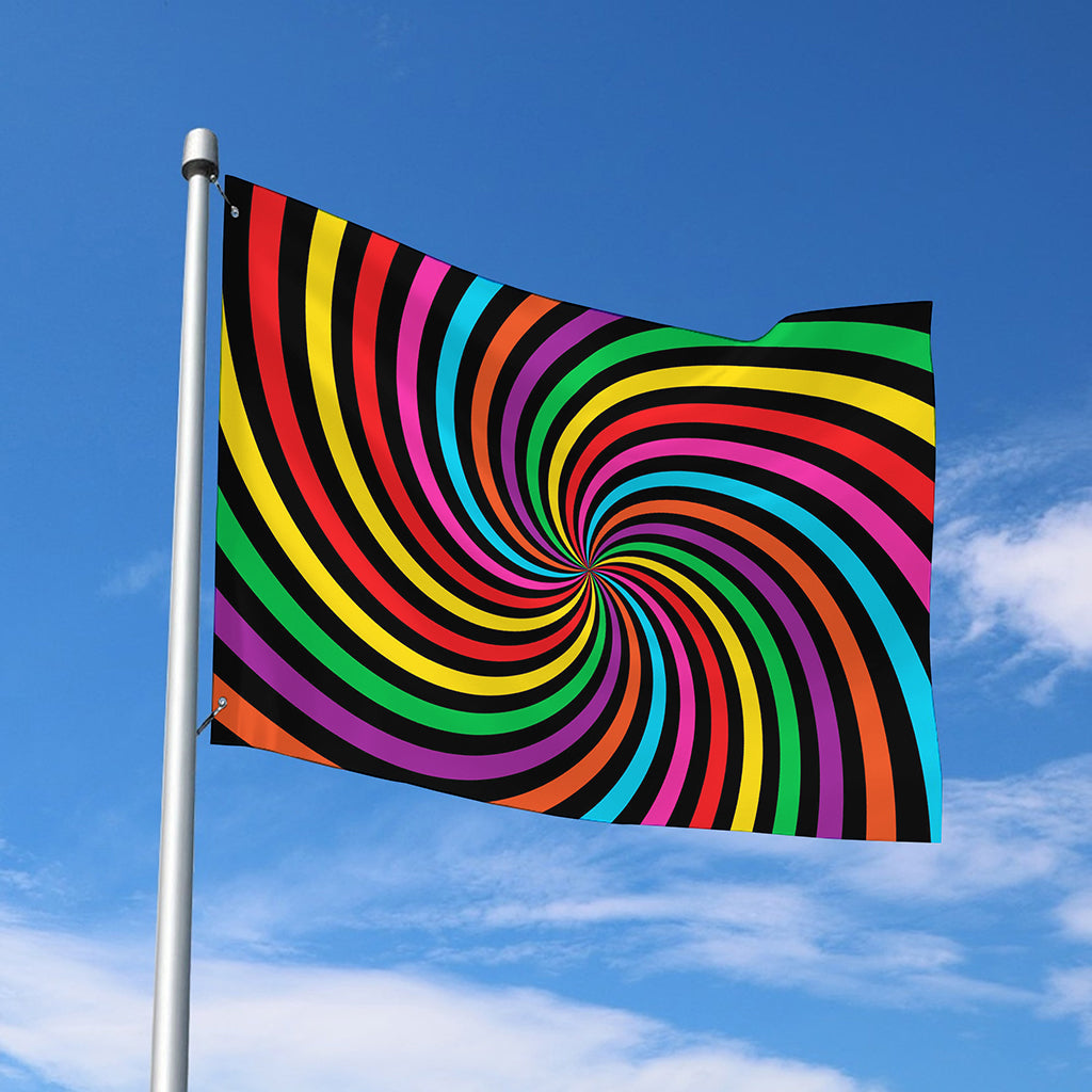 Rainbow Psychedelic Swirl Print Polyester Flag