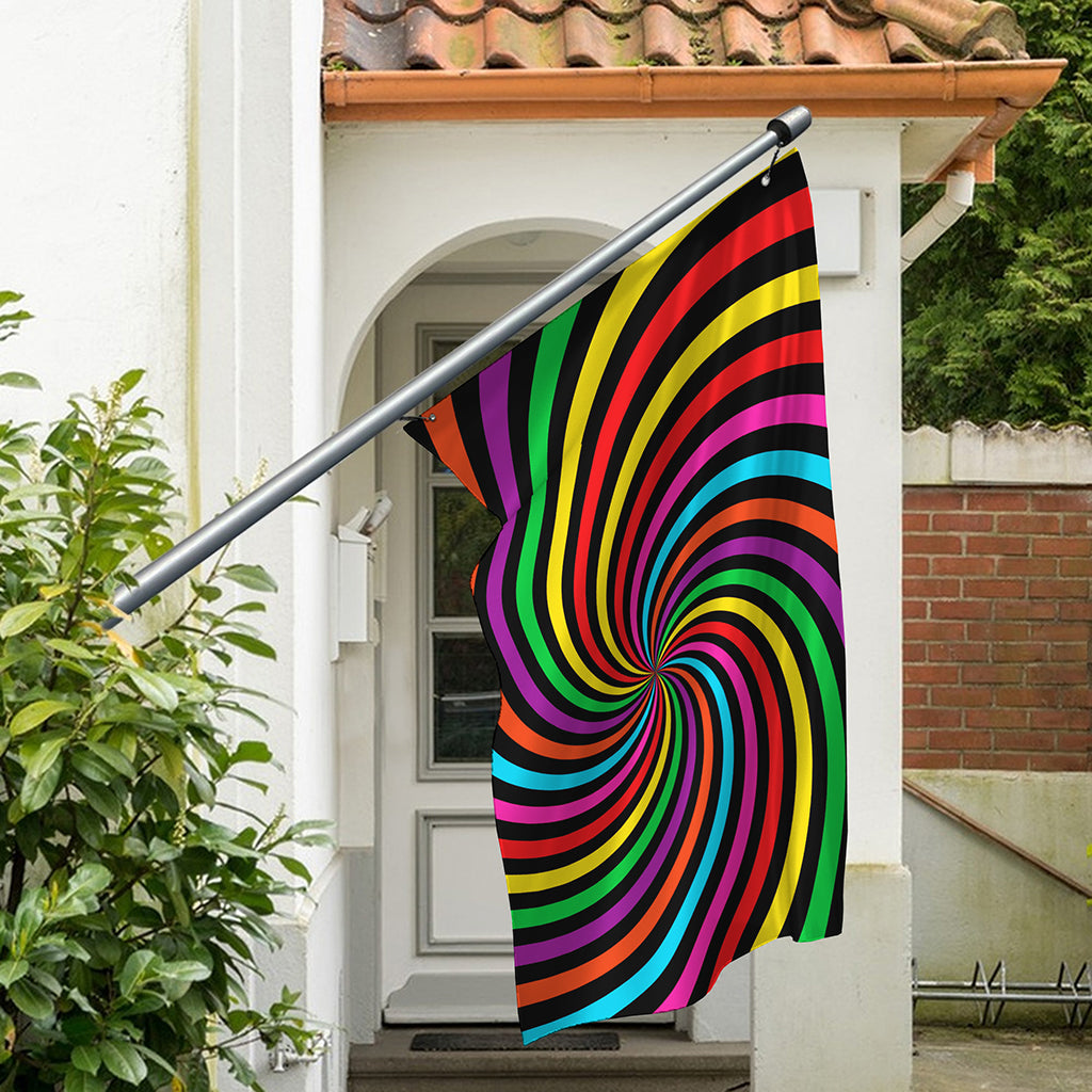 Rainbow Psychedelic Swirl Print Polyester Flag