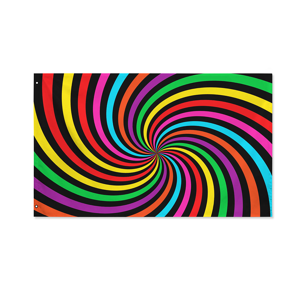Rainbow Psychedelic Swirl Print Polyester Flag