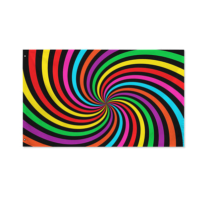 Rainbow Psychedelic Swirl Print Polyester Flag
