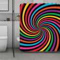 Rainbow Psychedelic Swirl Print Polyester Shower Curtain