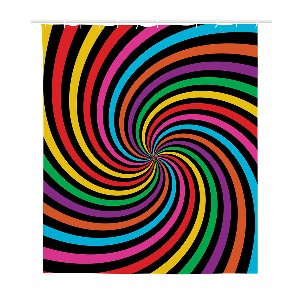 Rainbow Psychedelic Swirl Print Polyester Shower Curtain