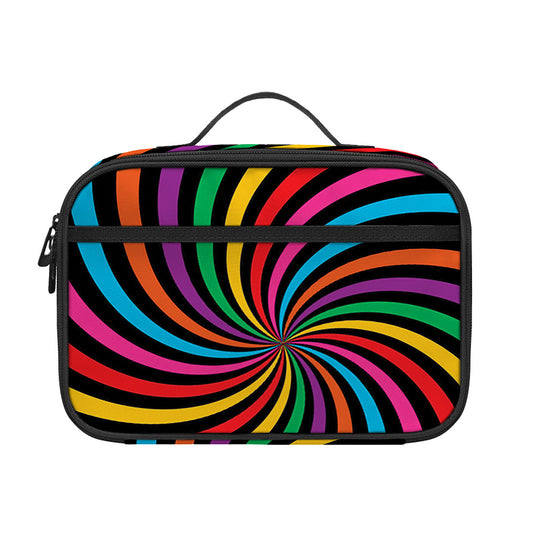Rainbow Psychedelic Swirl Print Portable Lunch Bag