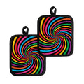 Rainbow Psychedelic Swirl Print Pot Holders