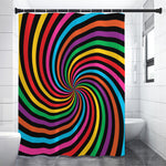 Rainbow Psychedelic Swirl Print Premium Shower Curtain