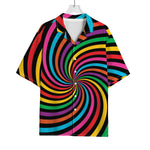 Rainbow Psychedelic Swirl Print Rayon Hawaiian Shirt