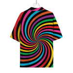 Rainbow Psychedelic Swirl Print Rayon Hawaiian Shirt