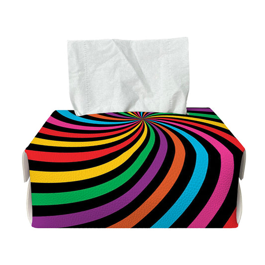 Rainbow Psychedelic Swirl Print Rectangle Tissue Box Cover