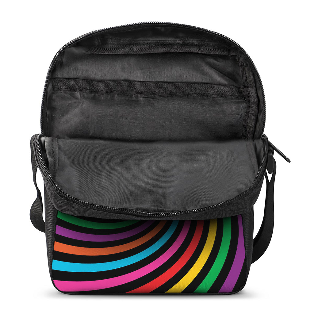 Rainbow Psychedelic Swirl Print Rectangular Crossbody Bag